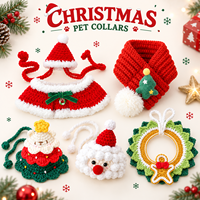 Écharpe de Noël personnalisée pour animaux de compagnie, tricotée à la main, collier-bavoir pour chien et chat, doux, festif, chaud, accessoire pour le cou, vêtements de fête OEM ODM pour chiots et chatons