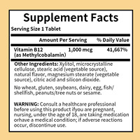 Tabletas Masticables de Metil B12 1000mcg OEM, Extra Fuertes, Bioactivas, Metilcobalamina para Apoyo Energético Celular, Veganas, 100 Unidades