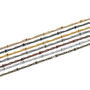 DIY Jewelry Accessories 1.8mm Spacer Bead <b>Chain</b> 90m Roll Flat Beaded <b>Chain</b> For Necklace Making <b>Copper</b>-clad Iron Plated - Product Image 2