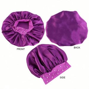 Bonnet en satin ajustable pour femme, design perle rose, idéal pour le quotidien, les fêtes, les sorties et les voyages - Product Image 4