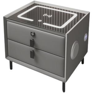 Mesita de Noche Inteligente Multifuncional de Lujo Minimalista con Carga Inalámbrica, Mesita de Noche para Dormitorio con Almacenamiento, Madera Maciza Ligera - Product Image 5