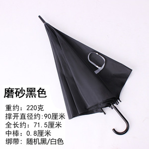 Paraguas negro mate de 90 cm de diámetro, semiautomático, con mango largo tipo gancho, para uso en lluvia y sol. - Product Image 1