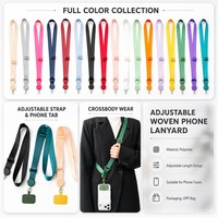 Cordon de téléphone portable bandoulière réglable en polyester large et plat avec clip, sangle d'épaule douce et confortable, cordon anti-perte pour téléphone
