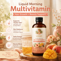 Boisson multivitaminée liquide saveur pêche mangue personnalisée sous marque privée pour la santé matinale AM & PM, routine quotidienne pour enfants, hommes et femmes