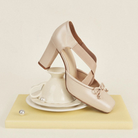 Chaussures de ballet tendance en cuir véritable, à talon ultra-haut et épais, avec bande en caoutchouc creuse, style sexy et original, pour l'extérieur