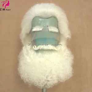 Peluca blanca y barba de Papá Noel, calidad profesional, Deluxe, padre, navidad