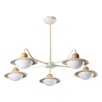 Lustre de chambre en fer jaune style rétro, avec éclairage LED tricolore, facile à installer, semi-suspendu, couleur crème