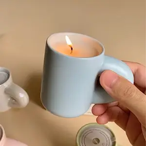 Mini diseño nórdico único de cerámica lindo Chubby taza creativa velas cera de soja velas perfumadas creativas