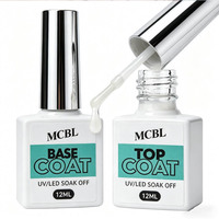 Gel fonctionnel pour ongles de haute qualité 12ml – Top Coat sans résidu/mat/acier, Base Coat renforcée, Gel Polish fonctionnel