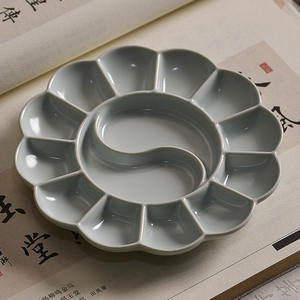 Bandeja de Cerámica para Estudiantes de Tai Chi, para Mezclar Tinta China con Diseño de Flor de Ciruelo, Paletas Kiln-Brother - Product Image 3