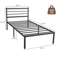 Cadre de lit double en métal avec tête de lit, support à lattes en acier robuste 440 LBS, aucun sommier tapissier nécessaire, rangement sous le lit de 12,28 po