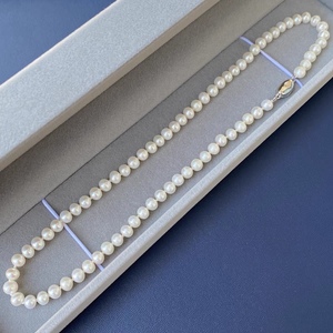 Elegant Temperament <b>Silver</b> Buckle <b>Necklace</b> with Near-Round Freshwater Pearl Strong Light Collarbone <b>Chain</b> - Product Image 5