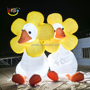 Décoration de canard gonflable géant personnalisé avec tête de tournesol LED, <span class=keywords><strong>sculpture</strong></span> lumineuse pour jardin, directement de l'usine - Product Image 2