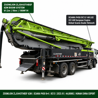Pompes à béton Scania Zoomlion 62m P450 2023 180m3 d'occasion, comme neuves, Pompes à béton Scania Zoomlion 62m d'occasion, machine de 44 tonnes, export