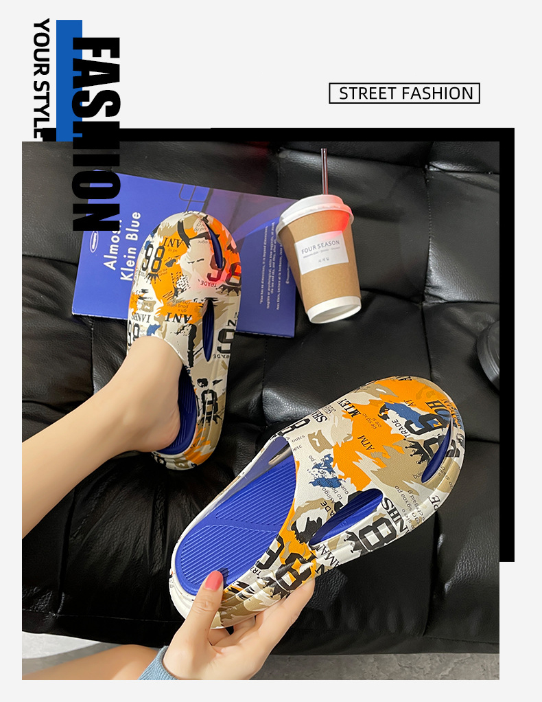 Unisex Anti-slip Soft Women EVA Outdoor Slipper Summer Beach Shoes Women and Men Printing Slides