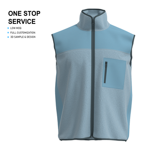 Chaleco polar antibolitas para <span class=keywords><strong>hombre</strong></span>, color sólido con cierre <span class=keywords><strong>de</strong></span> cremallera, ligero, cálido, con logotipo personalizado para el invierno - Product Image 1