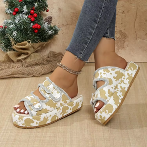 Sandali Estivi da Donna Taglie Grandi con Fibbia in Denim Laminato, Ciabatte con Plateau e Suola Spessa, Nuova Collezione Estiva 25, Commercio Estero - Product Image 6