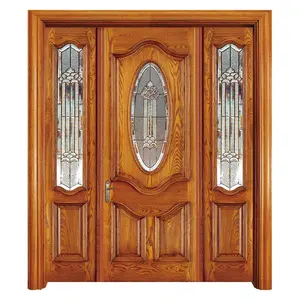 Настраиваемая Передняя твердая деревянная дверь, внешняя Входная стеклянная деревянная дверь