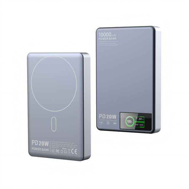 10000mAh Magnetic Power Bank 3 in 1,Portable TFT Screen Display Power Bank for Iphone,Galaxy,iWatch