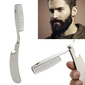 Folded Metal Anti Static Mini Pocket Hair Comb Stainless Steel Folding Moustache Beard Comb For Men