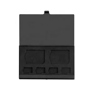 新款热定制设计金属存储超薄微型sd tf sim卡夹持盒，带EVA托盘