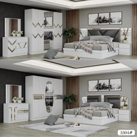 Ensemble de Chambre d'Hôtel Design de Luxe à Prix Abordable, Lit King Size, Mobilier de Chambre avec Armoires 6 Portes, Ensemble de Chambre en MDF