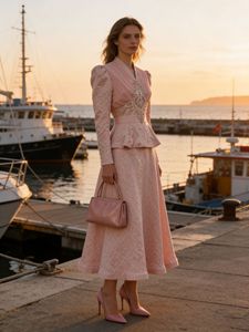 <span class=keywords><strong>Completo</strong></span> Estivo Modesto a 2 Pezzi per Donne Musulmane, Vestibilità Ampia, in <span class=keywords><strong>Lino</strong></span> Elasticizzato con Maniche Larghe e Decorazioni Ricamate - Product Image 1