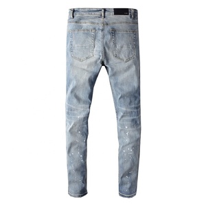 Design personalizzato Rock Revival Jeans da uomo vernice Spray Skinny svasata tye pantaloni di Jeans strappati e lavati per uomo 2023 - Product Image 2