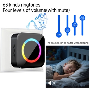 Sonnette sans fil auto-alimentée, lumière colorée pour la maison, volume réglable, bouton d'appel longue portée qui pénètre les murs pour personnes âgées - Product Image 5