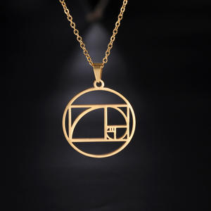 Collar con Colgante de Geometría de la Espiral de <span class=keywords><strong>Fibonacci</strong></span>, Círculo, Triángulo, Proporción Áurea, Collar de Acero Inoxidable para Mujer, Gargantilla, Joyería - Product Image 2