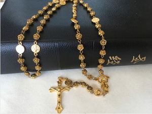 Collier religieux, chapelet de prière, alliage d'or, perles en forme de rose, aiguille courbée - Product Image 2