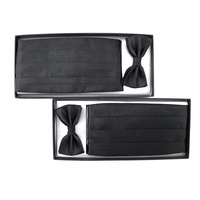 Vente en gros de smoking banquet fête pour hommes fabriqué en Chine couleur unie noir satin polyester cadeau de mariage ensemble Cummerbund et noeud papillon