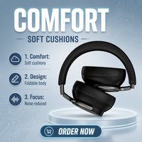 Headphone ANC Nirkabel dengan Baterai 40 Jam, Bluetooth 6.0 Audio Hi-Fi Headset Baterai Lepas Pasang