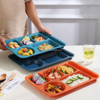 Plateau à dîner divisé en paille de blé créative servant une assiette de contrôle des aliments plateau à aliments avec compartiments