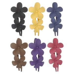 Nouvelle pince à cheveux grande en plastique, style bec de canard, double fleur, couleur mate coréenne, pour femmes, jeunes filles et dames, accessoire de mode élégant pour queue de cheval - Product Image 1