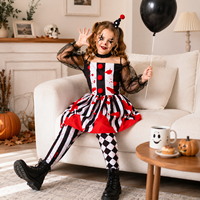 Costume de clown pour enfants en polyester à pois et rayures imprimées, amusant et effrayant pour la fête des enfants, la danse ou les fêtes costumées