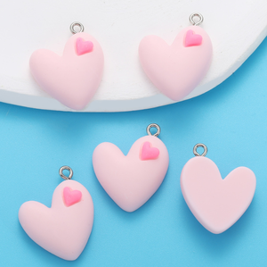 Nuovo Design cuore in resina Flatback cabochon Charms con anello foro per fai da te gioielli Deco parti artigianali - Product Image 4