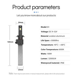 Faros delanteros LED Xenplus B1 100W tira de cobre trenzado Universal refrigeración coche sin ventilador 3570 H1 H4 H7 H11 9005 bombillas de faros LED - Product Image 6