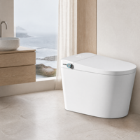 Toilette intelligente automatique monobloc en céramique avec bidet intégré, chasse d'eau à capteur, siège chauffant et télécommande