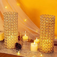 Vase à fleurs en acrylique argenté, décoration de mariage, centre de table, porte-bougie cylindrique doré, décoration de fête et de mariage
