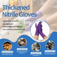 Gants jetables en nitrile de qualité alimentaire, longs jusqu'aux coudes, de 12 pouces, de couleur violette, pour le nettoyage des toilettes, la vaisselle et le nettoyage ménager