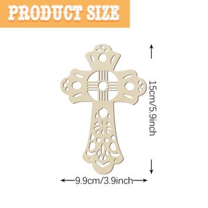Fabrication chinoise, vente en gros, artisanat en bois personnalisé, motifs en bois découpés au laser, designs en forme de croix - Product Image 2