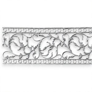 Modern Cast Iron Balcony <b>Railing</b> Frameless Stair Handrail Floral Grill Gray Porch Balustrade Modern Brushed Satin Cast Iron Fram - Product Image 5