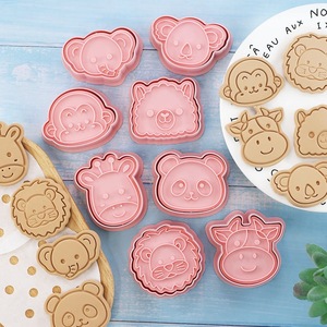 Lindo gato conejito cerdo oveja Tigre prensa moldes para galletas de azúcar <span class=keywords><strong>Fondant</strong></span> hornear pastel herramientas 3D cabeza de Animal de dibujos animados cortador de galletas conjunto - Product Image 2
