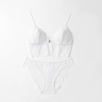 W97 Set pakaian dalam Ultra tipis wanita, Bra renda tanpa kabel dan celana dalam Prancis