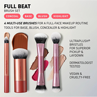 1156 Real Technique Travel-ready Glam Travel Concealer Contour Full Beat 4 Piece Makeup Brush Kit Set