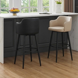 Chaise <span class=keywords><strong>de</strong></span> <span class=keywords><strong>bar</strong></span> moderne en cuir <span class=keywords><strong>de</strong></span> haute qualité avec base chromée, tabourets pivotants à <span class=keywords><strong>hauteur</strong></span> <span class=keywords><strong>de</strong></span> comptoir, design durable pour <span class=keywords><strong>bar</strong></span> à domicile et usage commercial - Product Image 1