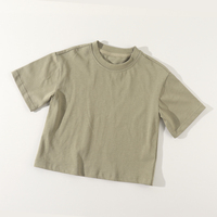 Kaos Rajut Katun Oversize Lembut dan Bernapas untuk Anak Laki-laki dan Perempuan, Unisex, Musim Panas, OEM,  Cetak Kustom,  Kaos Santai Model Kotak untuk Balita dan Bayi