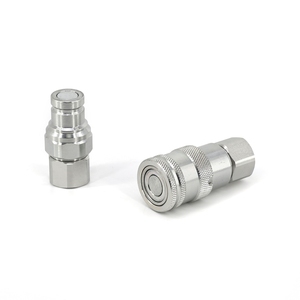 3/8 ''BSP phẳng mặt thủy lực nhanh chóng kết nối khớp nối Thiết lập Skid chỉ đạo Bộ nạp nhanh chóng ngắt kết nối <span class=keywords><strong>Coupler</strong></span> với mũ bụi - Product Image 1