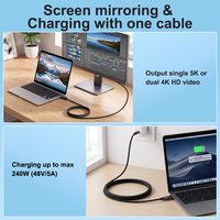 Câble USB 4 240W 20 Gbps à charge rapide 48V 5A pour station d'accueil d'ordinateur portable, moniteur, SSD, vidéo 5K 4K, tressé en nylon